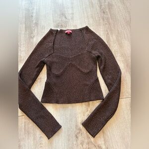 STAUD Cerro Metallic Brown Sweater